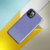fine checkerboard micro-grid pattern in soft periwinkle and slate blue with subtle distressed flecks throughout on Glossy Periwinkle Pixel Grid Tough Case for iPhone - default view