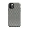 close-up checkerboard weave pattern with teal and natural linen tones mimicking woven tatami or basket textile on Glossy Woven Slate Grid Tough Case for iPhone - default view