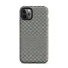 close-up checkerboard weave pattern with teal and natural linen tones mimicking woven tatami or basket textile on Matte Woven Slate Grid Tough Case for iPhone - default view