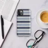horizontal woven stripes in navy, powder blue, and white in a repeating textile pattern on Glossy Nautical Stripe Classic Tough Case for iPhone - default view