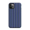 vertical pinstripes in deep cobalt blue and forest green with white and sage accent lines in a woven fabric style on Matte Classic Stripe Bold Statement Tough Case for iPhone - default view