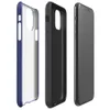 vertical pinstripes in deep cobalt blue and forest green with white and sage accent lines in a woven fabric style on Glossy Classic Stripe Bold Statement Tough Case for iPhone - default view