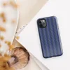 vertical pinstripes in deep cobalt blue and forest green with white and sage accent lines in a woven fabric style on Glossy Classic Stripe Bold Statement Tough Case for iPhone - default view
