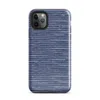 close-up of horizontal knit fabric rows in cobalt blue and white, resembling a woven maritime textile with fine stitch detail on Glossy Ocean Stripe Knit Texture Tough Case for iPhone - default view