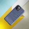 close-up of horizontal knit fabric rows in cobalt blue and white, resembling a woven maritime textile with fine stitch detail on Glossy Ocean Stripe Knit Texture Tough Case for iPhone - default view