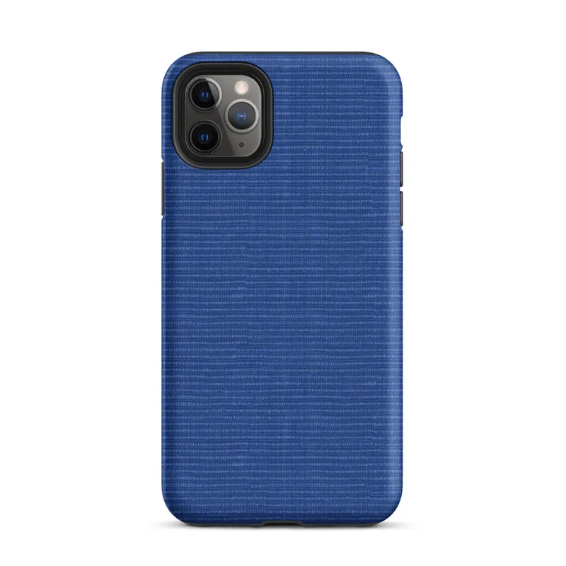 close-up woven textile pattern in deep royal blue with fine horizontal threading and subtle tonal variation on Matte Royal Blue Woven Texture Tough Case for iPhone - default view