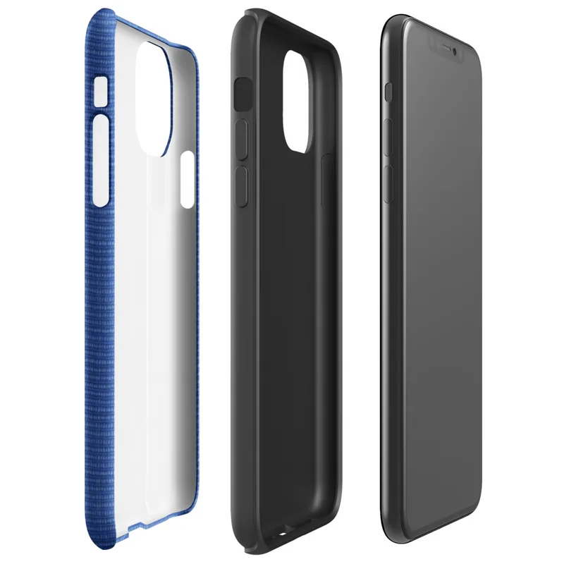 close-up woven textile pattern in deep royal blue with fine horizontal threading and subtle tonal variation on Glossy Royal Blue Woven Texture Tough Case for iPhone - default view
