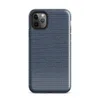 close-up woven fabric texture in deep navy blue with horizontal heathered thread striations and subtle silvery contrast on Glossy Navy Blue Woven Texture Tough Case for iPhone - default view