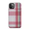 traditional tartan plaid pattern with bold red, navy, forest green, and white intersecting woven stripes on Matte Classic Plaid Heritage Tough Case for iPhone - default view