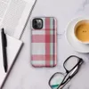 traditional tartan plaid pattern with bold red, navy, forest green, and white intersecting woven stripes on Glossy Classic Plaid Heritage Tough Case for iPhone - default view