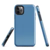 flat solid sky blue with a soft textile texture, medium cornflower-to-steel blue tone, no pattern or imagery on Glossy Clear Sky Blue Solid Tough Case for iPhone - default view
