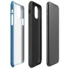 flat solid sky blue with a soft textile texture, medium cornflower-to-steel blue tone, no pattern or imagery on Glossy Clear Sky Blue Solid Tough Case for iPhone - default view