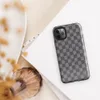 tightly woven checkered pattern in charcoal and light grey with diagonal textile weave detail across each square block on Glossy Steel Grid Woven Check Tough Case for iPhone - default view