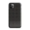 repeating dark charcoal stone tile pattern with octagonal borders and small diamond accents at each grid intersection on Glossy Dark Stone Lattice Tough Case for iPhone - default view