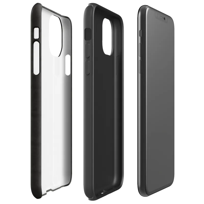repeating dark charcoal stone tile pattern with octagonal borders and small diamond accents at each grid intersection on Glossy Dark Stone Lattice Tough Case for iPhone - default view