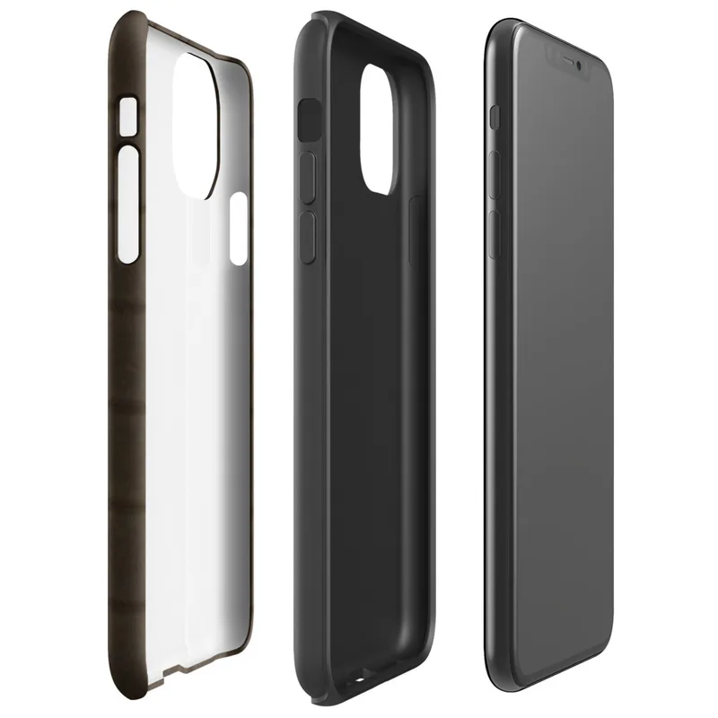 dark brown octagonal tile pattern with small diamond accents at intersections, resembling aged cobblestone in a top-down perspective on Glossy Dark Cobblestone Armor Tough Case for iPhone - default view