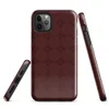 tone-on-tone deep crimson repeating lattice of interlocking circles and diamond accents with a soft textured burgundy background on Glossy Crimson Lattice Elegance Tough Case for iPhone - default view