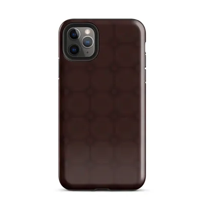 deep oxblood crimson repeating lattice of rounded squares with dot intersections on a near-black background on Glossy Dark Crimson Lattice Shield Tough Case for iPhone - default view