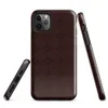 deep oxblood crimson repeating lattice of rounded squares with dot intersections on a near-black background on Glossy Dark Crimson Lattice Shield Tough Case for iPhone - default view