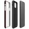 deep oxblood crimson repeating lattice of rounded squares with dot intersections on a near-black background on Glossy Dark Crimson Lattice Shield Tough Case for iPhone - default view