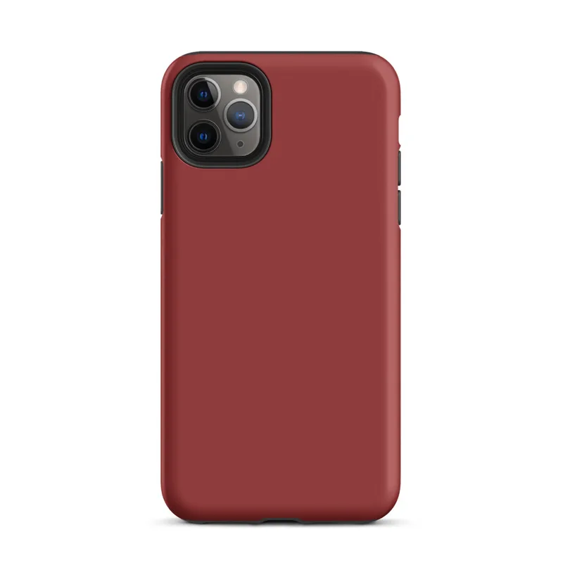 flat solid deep crimson red with no pattern or imagery, rich muted scarlet tone filling the entire surface on Matte Crimson Red Solid Bold Tough Case for iPhone - default view