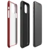 flat solid deep crimson red with no pattern or imagery, rich muted scarlet tone filling the entire surface on Glossy Crimson Red Solid Bold Tough Case for iPhone - default view