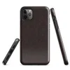 close-up crackled dark espresso brown leather grain texture with subtle natural variation and organic surface detail on Glossy Dark Leather Grain Tough Case for iPhone - default view