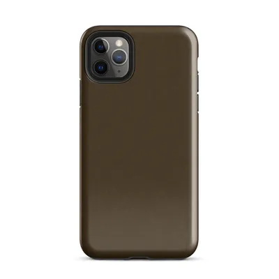 solid deep chocolate brown with subtle matte texture across the entire surface on Glossy Deep Earth Brown Solid Tough Case for iPhone - default view