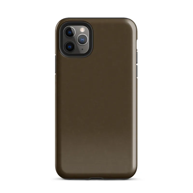 solid deep chocolate brown with subtle matte texture across the entire surface on Glossy Deep Earth Brown Solid Tough Case for iPhone - default view