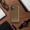 close-up crackled leather surface in warm caramel and amber tones with a fine organic veined pattern on Glossy Aged Leather Texture Tough Case for iPhone - default view