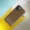 close-up crackled leather surface in warm caramel and amber tones with a fine organic veined pattern on Glossy Aged Leather Texture Tough Case for iPhone - default view