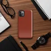 deep crimson-red surface with a subtle crackled mosaic texture, uniform tone-on-tone pattern on a rich scarlet background on Glossy Crimson Ember Tough Case for iPhone - default view