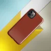 deep crimson-red surface with a subtle crackled mosaic texture, uniform tone-on-tone pattern on a rich scarlet background on Glossy Crimson Ember Tough Case for iPhone - default view