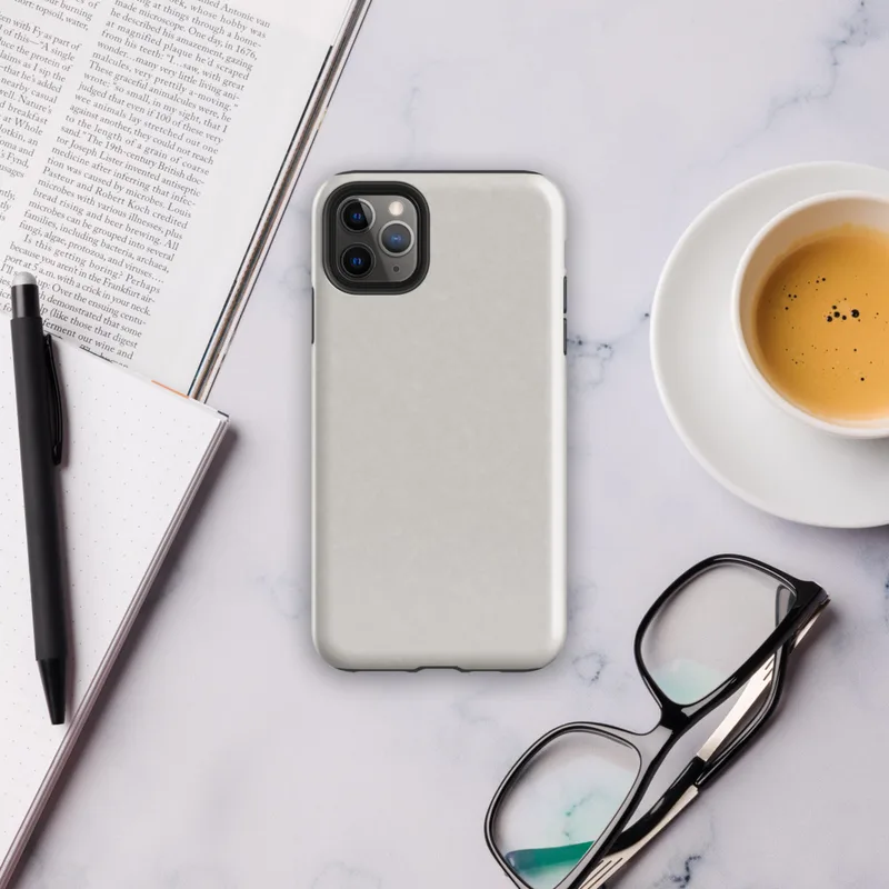 solid warm gray surface with subtle tonal texture variation across a smooth matte finish on Glossy Classic Warm Gray Minimal Tough Case for iPhone - default view