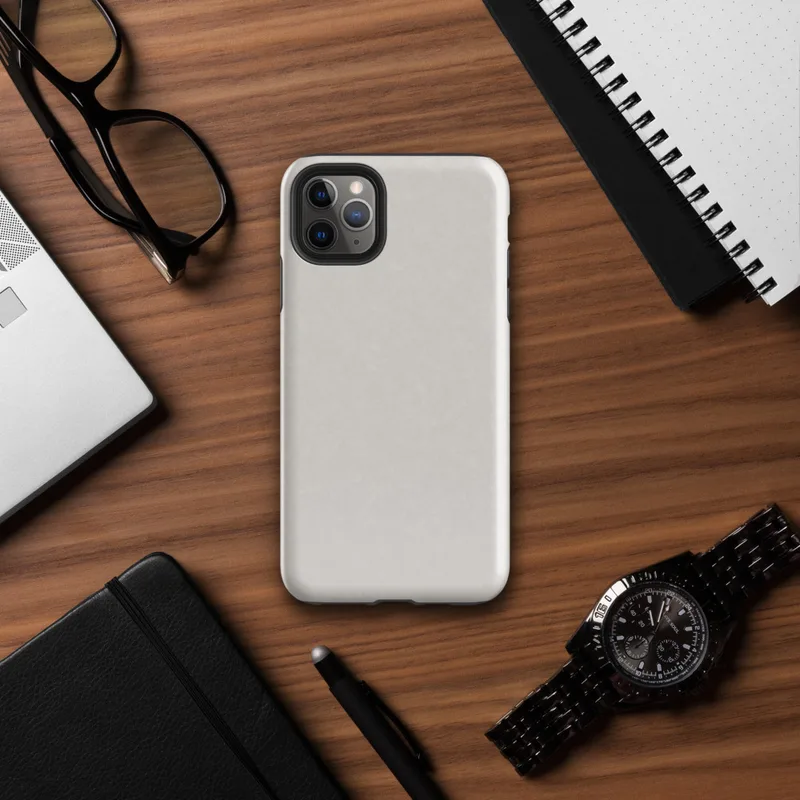 solid warm gray surface with subtle tonal texture variation across a smooth matte finish on Glossy Classic Warm Gray Minimal Tough Case for iPhone - default view