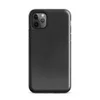 close-up black leather surface with natural grain, subtle creases, and organic texture variations across a deep charcoal tone on Glossy Midnight Black Leather Tough Case for iPhone - default view