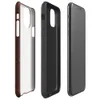 distressed dark mahogany leather texture with amber and tan crackle veining in an aged vintage patina style on Glossy Worn Leather Heritage Tough Case for iPhone - default view
