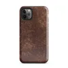 distressed burgundy and tan leather surface with crackled, aged patina and irregular worn markings on Glossy Worn Leather Vintage Tough Case for iPhone - default view