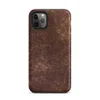 distressed burgundy and tan leather surface with crackled, aged patina and irregular worn markings on Matte Worn Leather Vintage Tough Case for iPhone - default view