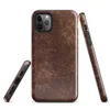 distressed burgundy and tan leather surface with crackled, aged patina and irregular worn markings on Glossy Worn Leather Vintage Tough Case for iPhone - default view