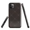 deep espresso brown quilted leather pattern with diagonal diamond grid and double-stitch lines at each intersection on Glossy Dark Diamond Stitch Tough Case for iPhone - default view
