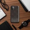 deep espresso brown quilted leather pattern with diagonal diamond grid and double-stitch lines at each intersection on Glossy Dark Diamond Stitch Tough Case for iPhone - default view
