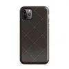 diagonal quilted diamond grid with dashed stitch lines and cross points on deep espresso dark brown background on Glossy Dark Diamond Quilted Tough Case for iPhone - default view