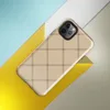 repeating diagonal double-line diamond trellis grid with small square intersections on a warm sandy beige textured background on Glossy Diamond Lattice Classic Tough Case for iPhone - default view