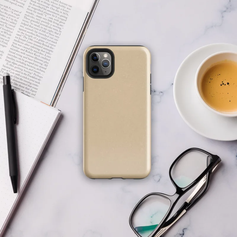 soft sandy beige surface with subtle organic grain texture and gentle warm tone variation on a smooth matte background on Glossy Sandy Dune Texture Tough Case for iPhone - default view