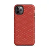 repeating cream-white diamond lattice grid over a deep crimson red textured background in a quilted isometric style on Matte Scarlet Diamond Grid Tough Case for iPhone - default view