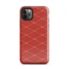 red diamond argyle lattice with cream double-stitch lines and dot intersections on a mottled crimson background on Glossy Red Diamond Quilted Stitch Tough Case for iPhone - default view