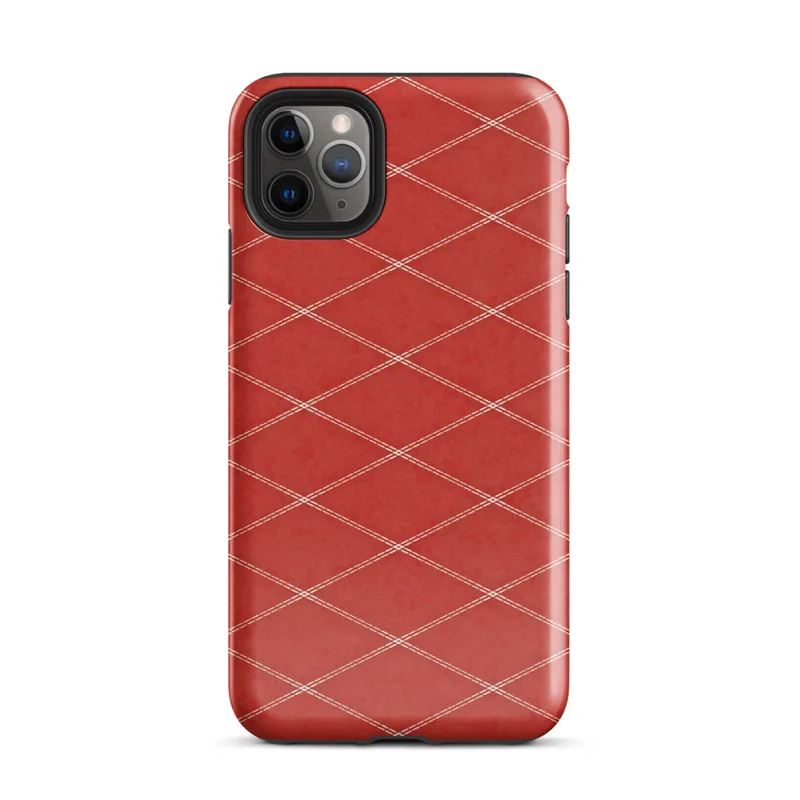 Red Diamond Quilted Stitch Tough Case for iPhone