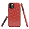 red diamond argyle lattice with cream double-stitch lines and dot intersections on a mottled crimson background on Glossy Red Diamond Quilted Stitch Tough Case for iPhone - default view