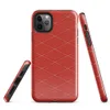 repeating diamond lattice with white stitched grid lines on a deep textured crimson red background on Glossy Red Diamond Grid Tough Case for iPhone - default view